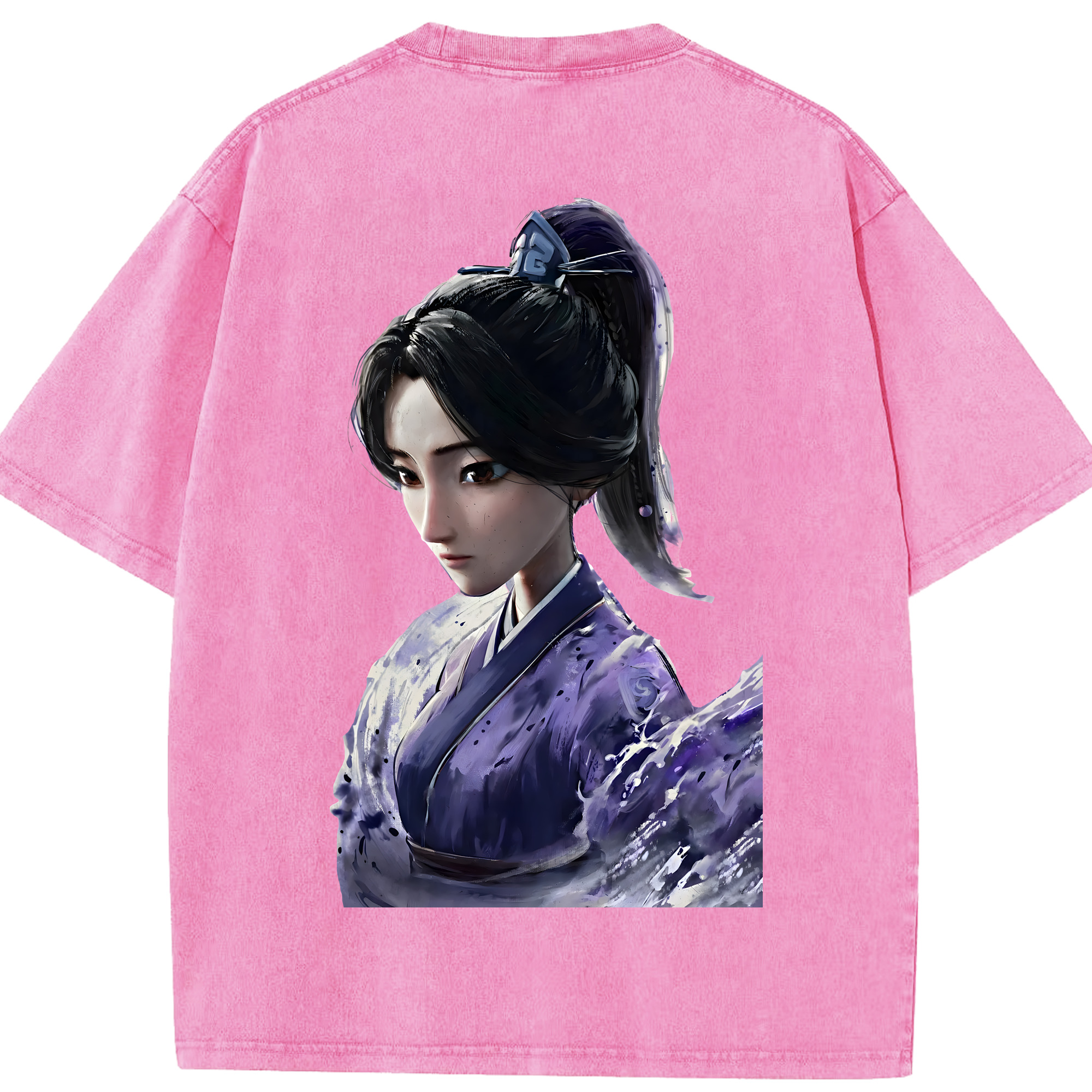 （画像用） Ne Zha 2 ナタ 魔童の大暴れ 綿100% ヴィンテージ風 半袖Tシャツ（背面プリント）